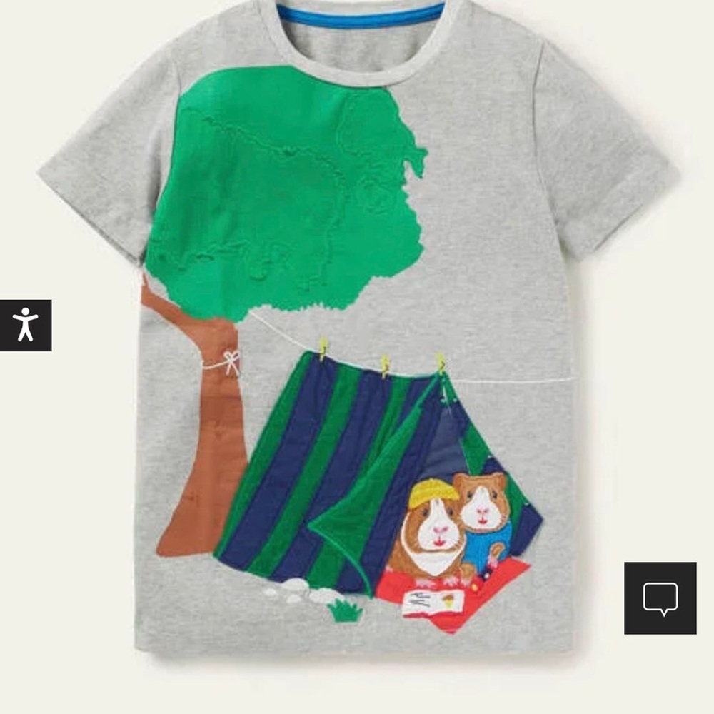 Mini Boden Short Sleeve Tee Gray and Green Guinea Pig Casual Style